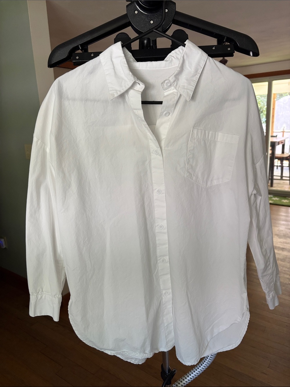Classic White Button-Down Shirt with Chest Pocket